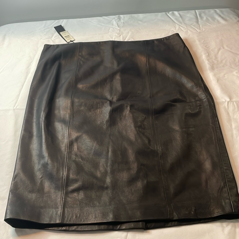 Talbots Black Leather Skirt